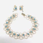 Sterling Silver , turquoise earrings / bracelet set, vintage Photo 5