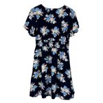 Loft  Floral Knee Length Dress Womens 4 Blue Viscose Dainty Romantic Boho Garden Photo 2