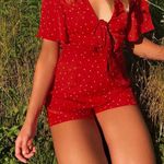 The Room Red Polka Dot Romper Photo 0