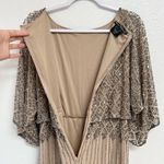 Pisarro Nights Diamond Bead Pattern Boat Neck 3/4 Split Sleeve Gown Rose Size 4 Tan Photo 12