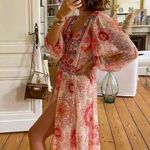 ZARA NWT  Blogger's Fav| Printed Kaftan Lace Trim Kimono Photo 0