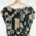 Donna Karan  Printed Velvet Extended Shoulder Dress Knee Length Cocktail US 6 NWT Photo 6