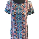 Anthropologie Kachel Silk Boho Shift Dress – Printed, Short Sleeve Photo 0