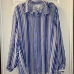 Jordan Woman Blue/White Striped Button Up Blouse size 1X Photo 0
