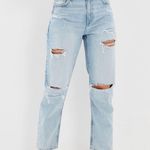 American Eagle  Mom Straight Jeans AE Distressed Light Wash  SZ 00 Reg Photo 7