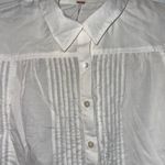 Free People  semi sheer white pleated button down shirt Medium NWT Photo 1