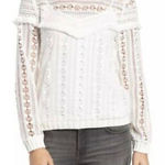Trouve white lace‎ fringe crew neck sweater top women’s size M Size M Photo 0