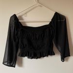 EXPRESS black peasant / milkmaid crop top Photo 2