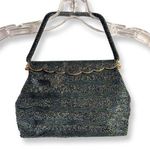 Vintage Beaded Handbag With Scalloped Hinged Closure And Gold Plating Photo 0