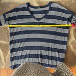 Market & Spruce Navy Blue and White Striped V-Neck lightweight Sweater Photo 9