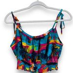 Vintage JUST CRUISING Tropical Crop Top Spaghetti Strap Beach Coastal Tank Blue Photo 0