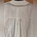 ZARA  Oyster White Pearl Lapel Tie Collar Ruffled Cuffs Button Down‎ Blouse XS Photo 11