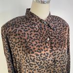 Vintage Y2K Lord & Taylor Silk Brown Leopard Printed Shirt Top Size 14W Photo 1