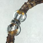 Brown Beaded Boho Necklace with Amber Color Glass Pendant Photo 3