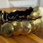 Korea brass metal disc concho elastic belt Gold Photo 0