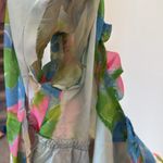 VTG 1960's Hawaiian Fashions Floral Maxi Dress Empire Waist Ruffle small Blue Photo 9