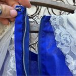 Vintage Victorian Shakespeare Style blue sateen and lace puff sleeve dress Size XS Photo 7