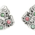 UNO de 50 Wild Bush Bezel Set‎ Crystal Leaf Stud Earrings, Silver/Pink, NWT Pink Photo 0