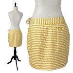 Anthropologie Vintage Y2K Leifsdottir Yellow Seersucker Skirt Size 8 Preppy Bow Photo 2