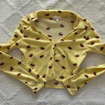 Riley & James  Polo Shirt Yellow Cherry Print Long Sleeve Size XS VGUC Photo 0