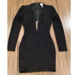 Sherri Hill  Plunging mesh Neckline Bodycon Mini Evening Dress Shimmer Black 2 Photo 1