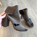 Pedro Garcia Brown Suede Peep Toe Cutout Block Heel Booties Size 39 (US 9) Gray Photo 0
