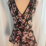 Bebe  Floral Sleeveless Blouse with Lace Trim – Size Medium Photo 0