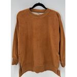 Aerie Fleece Sweater S Side Slits Burnt Orange oversized hi low balloon sleeve Photo 2