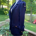 Yoana Baraschi  Knit Blazer Coat Blue Anchor Stamp Buttons Silk Lined Size M Photo 3