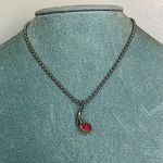 Red sparkly bling platform heel shoe necklace silver tone chain Photo 1