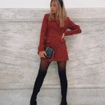 ZARA Red Houndstooth Jumpsuit Dress Photo 2