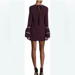 Alexis Rustam Ribbon-Trimmed Bell-Sleeve Shift Dress Plum Size Medium Autumn Photo 1