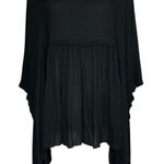 Italian‎ Tunic Free Size Lagenlook Asymmetric Knit Oversized Poncho Cocoon Top Black Photo 0