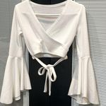 SheIn Flare long sleeve white crop top Good Condition Photo 0