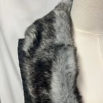 Chico's Arya Faux Fur Cable Knit Zip Up Sweater Vest Womens Medium 1 Black Gray Photo 3