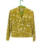 Michael Kors Womens Floral Peak Lapel Silk Blend Blazer Jacket Lime Green Sz 14 Photo 0