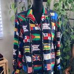 Liz Claiborne Vintage 80s/90s  Long Sleeve Nautical Flag Yacht Rock Button Up Top Photo 0