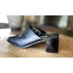 BRUNO® VALENTI Black Genuine Leather Block Heel Brazil Women’s Mules Size 6M Photo 2