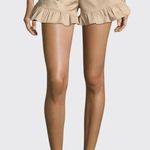 Cinq à Sept Cinq a Sept Braxton twill high-waist belted ruffled khaki shorts size 4 small Photo 3