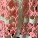 Handmade Vintage Crochet Cape Size Small Pink White Photo 3
