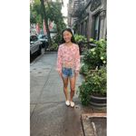 SAUNDERS COLLECTIVE Red Floral Long Sleeve Button Front Tie Waist Fredrique Top Size 10 Photo 10