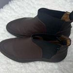 JACK  Erwin Brown Rubberized Calf Leather Ankle Chelsea Boots . Photo 0