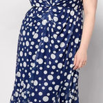 Isaac Mizrahi  Navy Blue polkadot dress size 4X NWOT Photo 0
