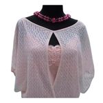 Cache Pink Knit Peek A Boo Faux Wrap Top New Metallic Kissed Plunging V NWT $118 Photo 7