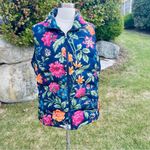 Lands' End  Floral Navy Down Vest Plus Size Women’s Size 18 Photo 2