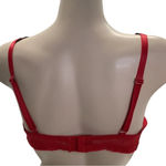 Popsi Size 36C Red Lace Up Underwire Bra W/Mesh Ruffle Trim (Preowned) Photo 2
