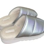 Maeve Anthropologie  Puffy Platform Slipper Shoes Silver size Medium Photo 1