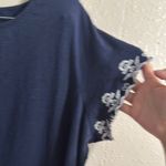 Charter Club  Navy Top with White Floral Trim Photo 2