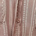 Hippie Rose  Mauve & Cream Boho Floral Design Long Sleeve Button Front Top Large Photo 5