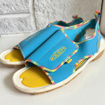 Keen  Knotch Creek Sz 7 Open Toe Sandals Shoes Blue Yellow Adaptive Hook & Loop Photo 0